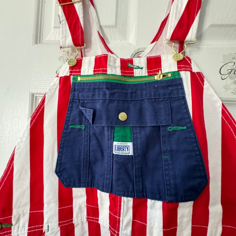Liberty Men's Overalls with Red and Blue Stripes